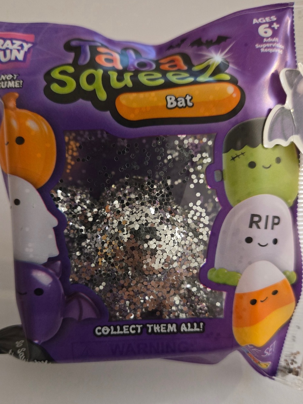 SUPER GLITTER Crazy Fun Taba Squeez Bat Halloween Squishy NEW